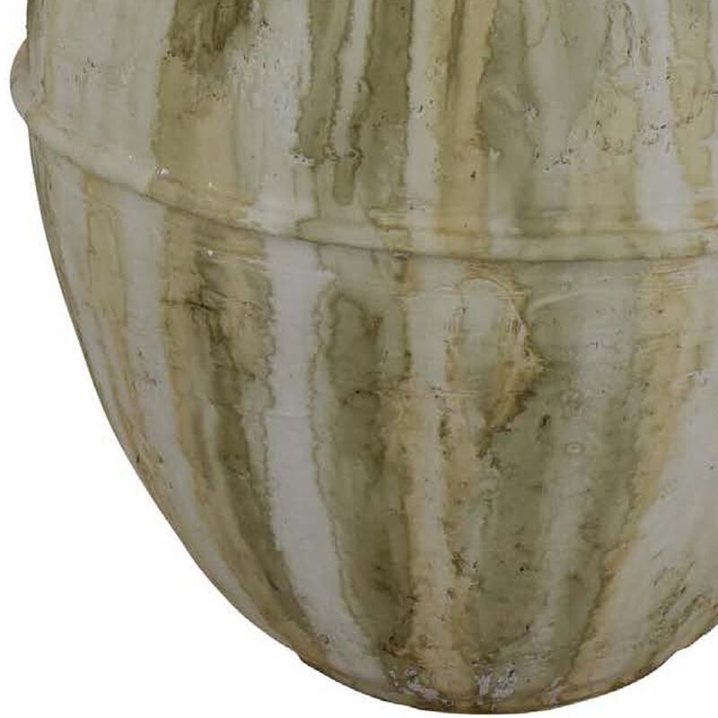 Sye Garden Planter, 29 Inch Tall Round Pot, Earthy Beige Terracotta