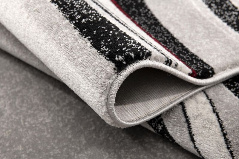 Montage Abstract Lines Grey Black Indoor Runner Rug