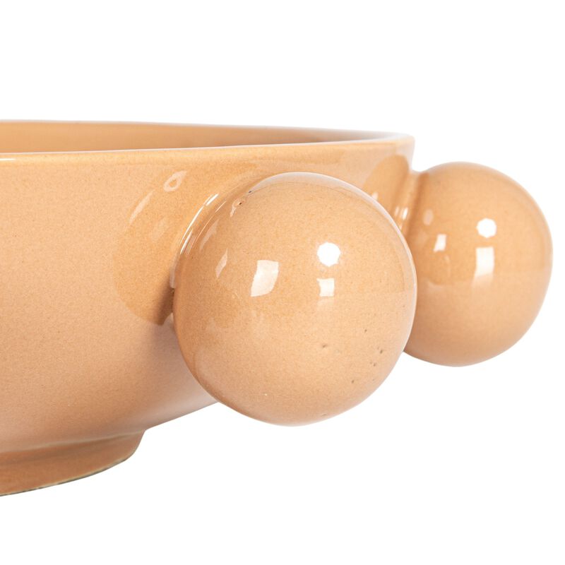 9.75 Inches Stoneware Bowl with Orbs and Reactive Glaze, Nude image number 4