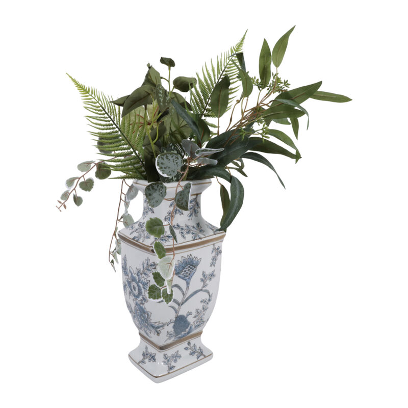 15x7" Foral Traditional Vase, Brown/blue image number 1