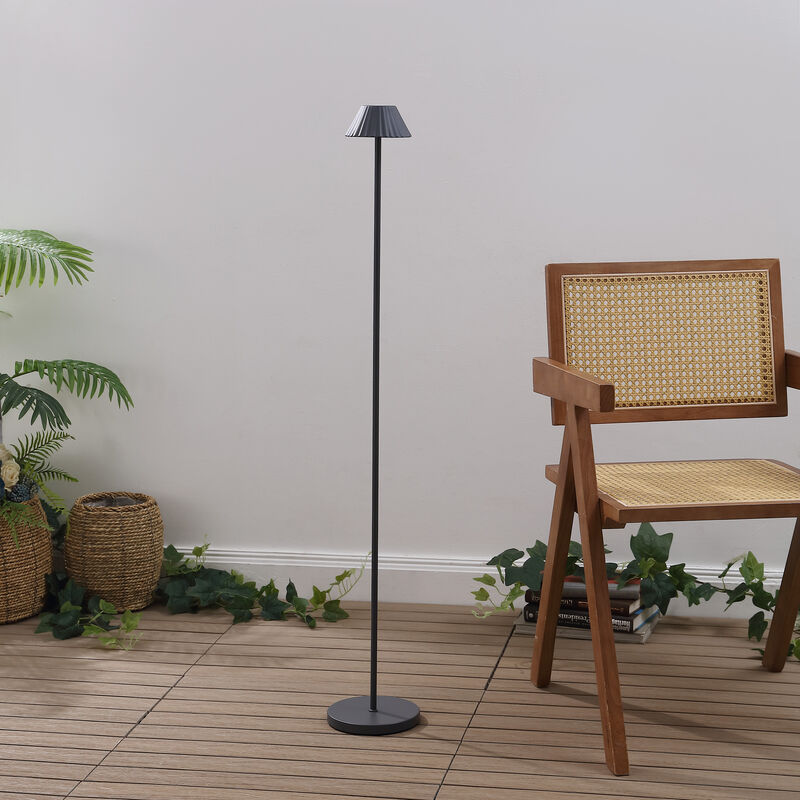 Mallory 44" Modern Minimalist Indoor/Outdoor Iron Pleated Shade Rechargeable/Cordless Dimmable Integrated LED Floor Lamp