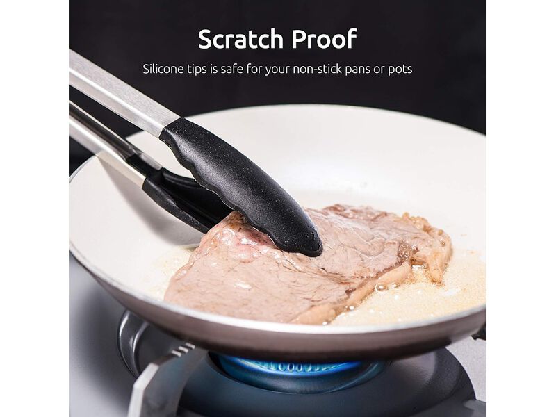 U-Taste  Cooking Tongs, with 600&ordm;F High Heat-Resistant Non-Stick Silicone Tips