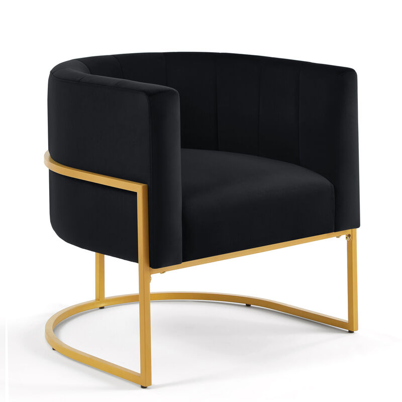 Streamdale Golden Metal Accent Chair with Velvet Upholstery