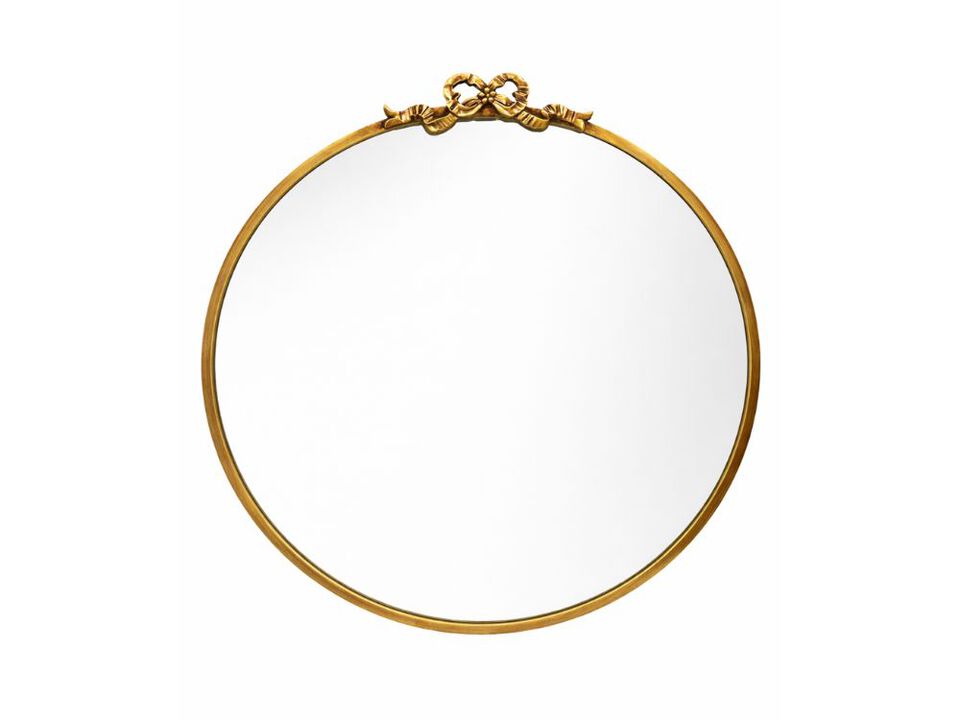 Vintage Gold Bow Round Wall Mirror 20 Inch Baroque Decorative Vanity Mirror