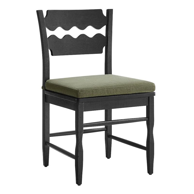 Jax Oak Wood Dining Chair With Wavy Razor Back and Cushion image number 0