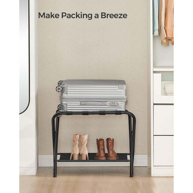 Luggage Rack with Storage Shelf - Functional Travel Accessory and Convenient Storage Solution