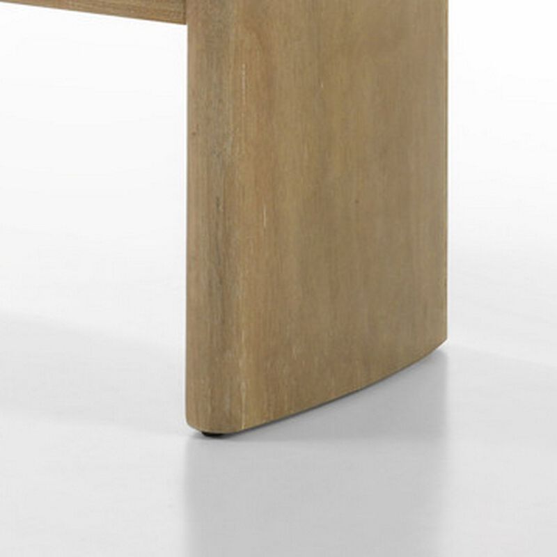 Meni 51 Inch Wide Dining Bench, Panel Legs, Oak Brown Solid Wood - Benzara