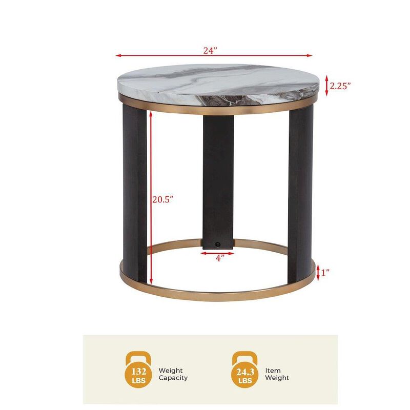 Tvano End Table , Icelandic Ivory