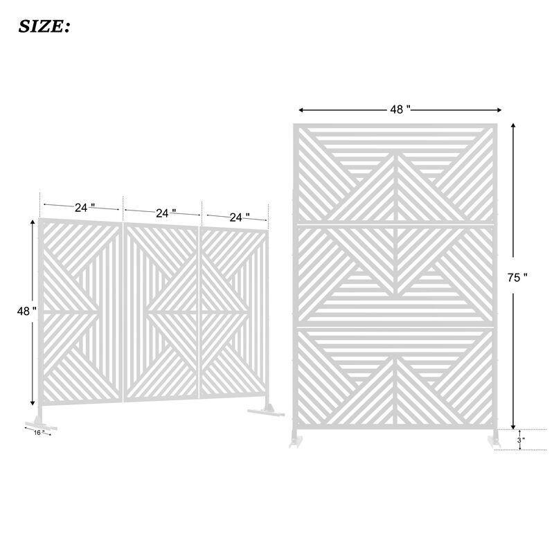 Arched Metal Outdoor Privacy Screen, Freestanding Outdoor Divider Decorative Privacy Fence