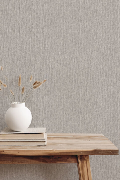 Herringbone Grey Tweed Wallpaper (Set of 2)