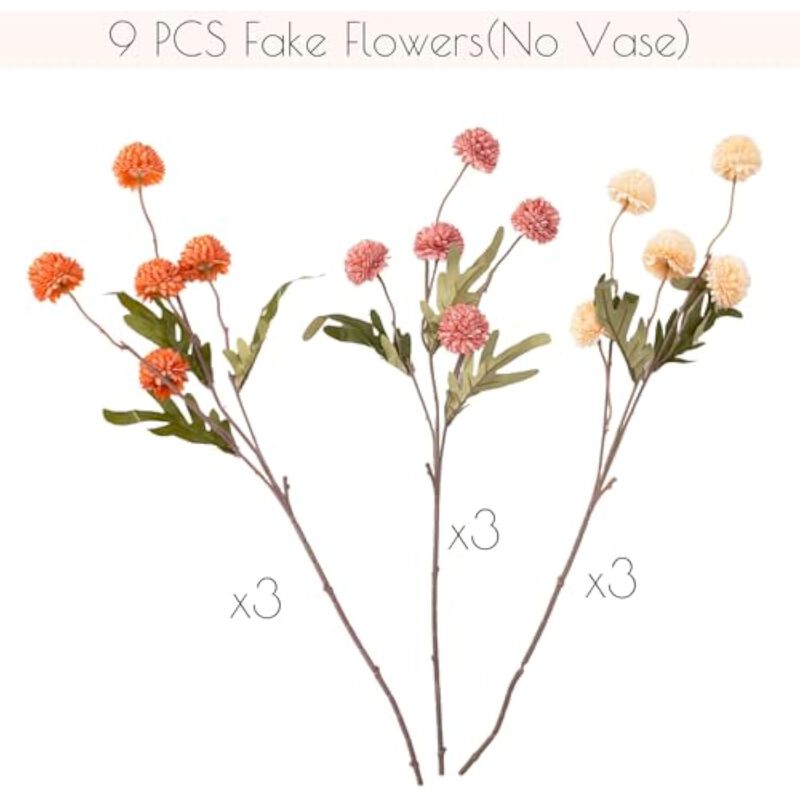 Orange Artificial Mum Flower Stems Vase Filler Fall Flowers image number 3