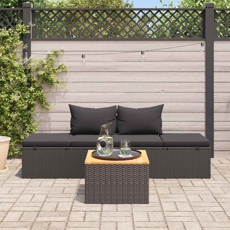 Sun Lounger Black Poly rattan, Powder-coated steel