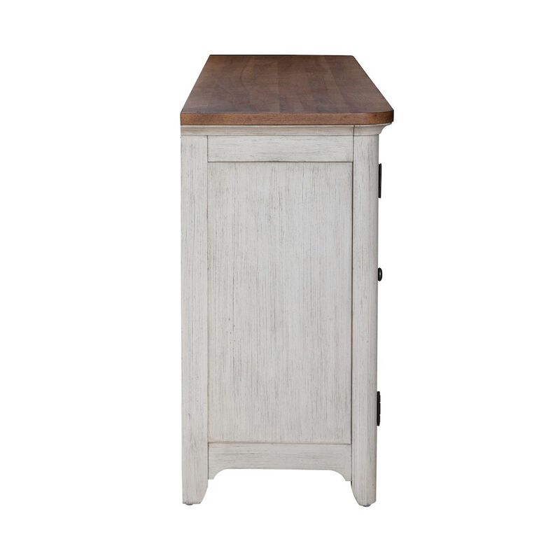 Liberty Furniture Farmhouse Reimagined 80 Inch TV Console  - Antique White with Chestnut Tops image number 7