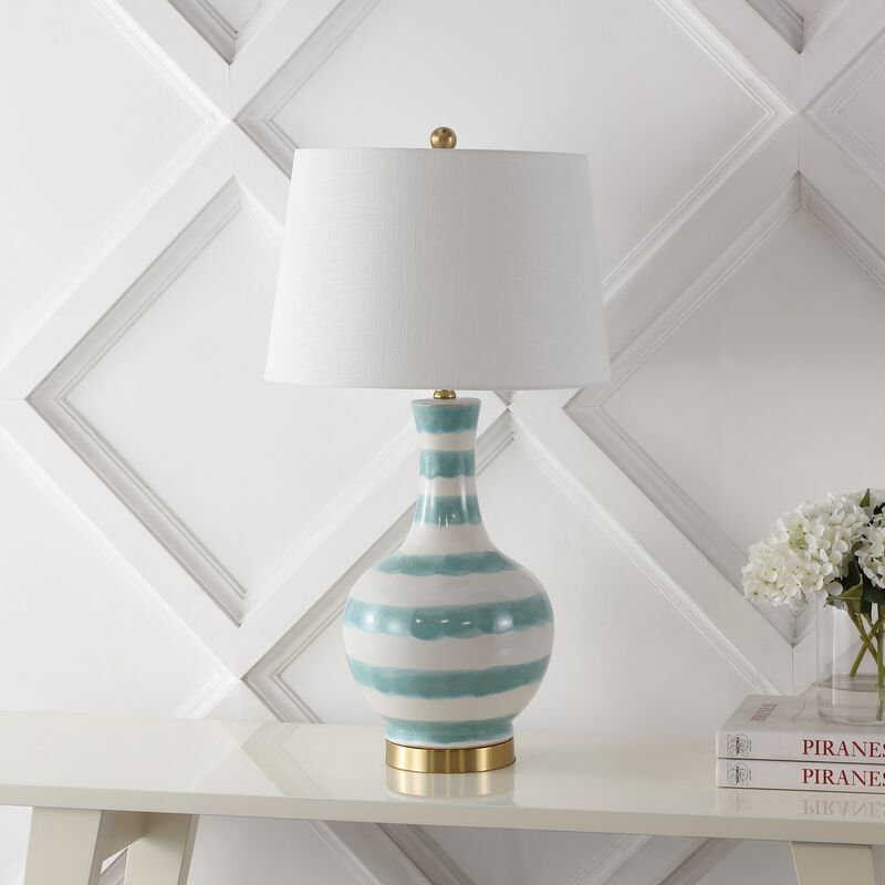 Tucker Striped Ceramicmetal LED Table Lamp