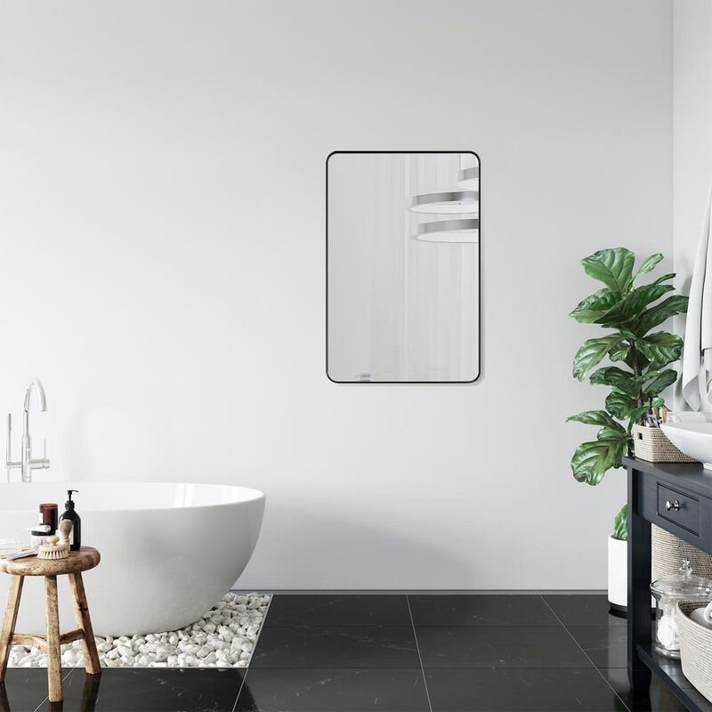 Altair Nettuno 24 Rectangle Bathroom/Vanity Matt Black Aluminum Framed Wall Mirror