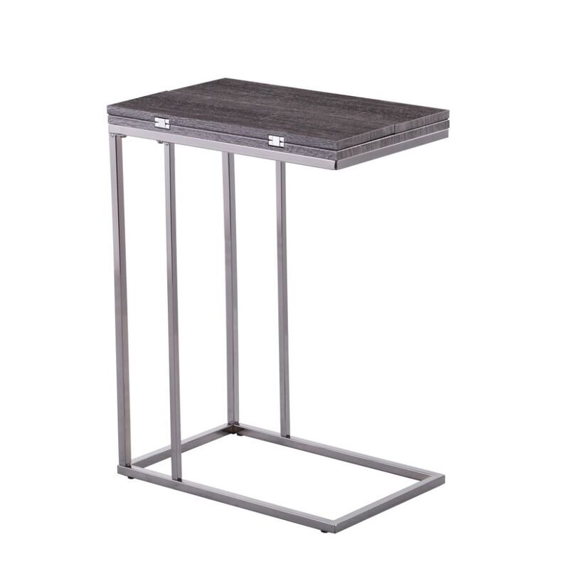 Homezia 25" Silver And Gray Expandable Rectangular End Table