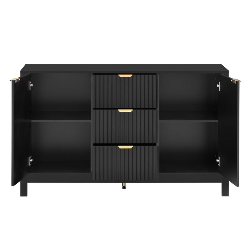 Merax U_STYLE Sideboard with Wave Design - 3 Adjustable Shelves