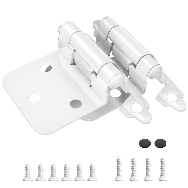 Chibery 1/2 Overlay Cabinet Hinges, 50 Pack Self Closing Flush Mount Hinges with Door Bumper, Variable Decorative Hardware for