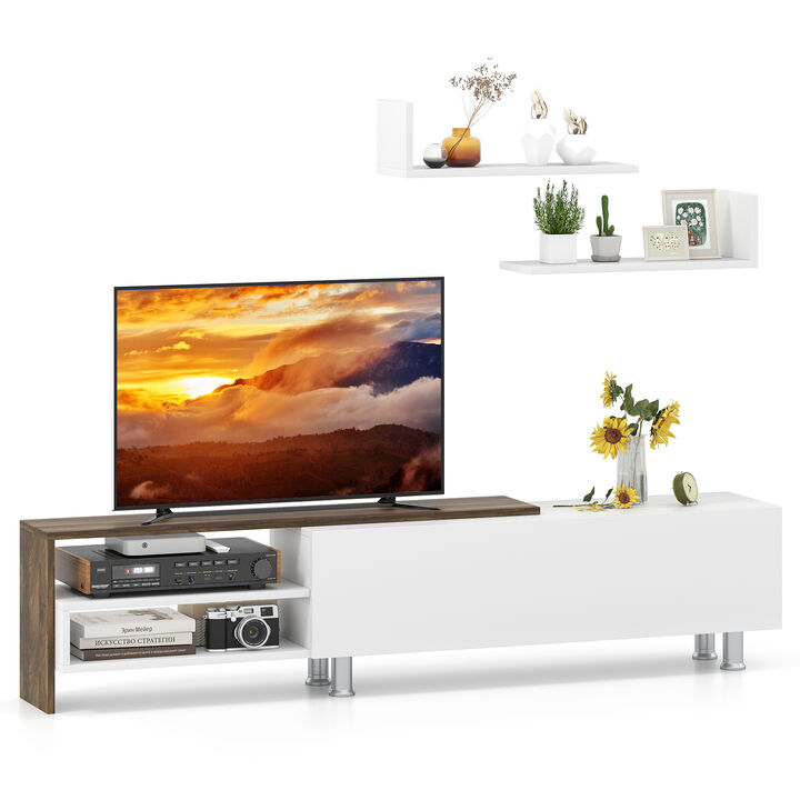 Spacious Farmhouse TV Stand Set with Cabinets for TVs up to 80 Inches