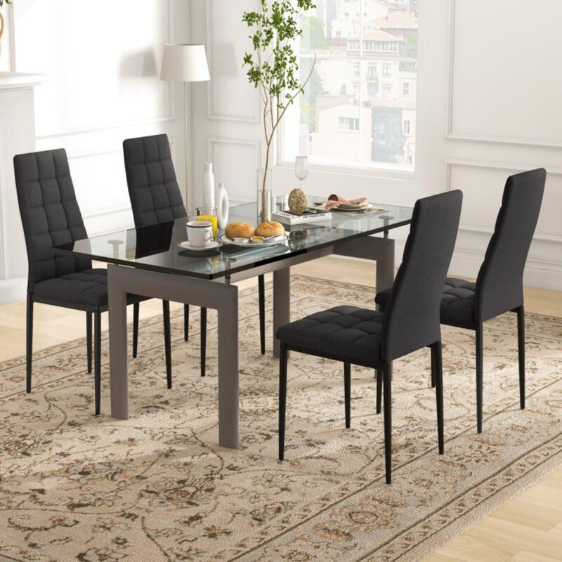 Hivvago Set of 4 Fabric Dining Chairs Set with Upholstered Cushion and High Back image number 1