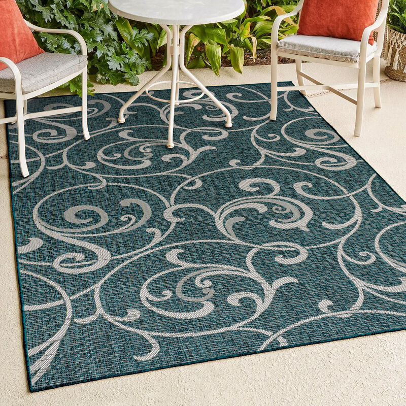 Maribel Traditional Classic All-Over Scroll Indoor/Outdoor Area Rug