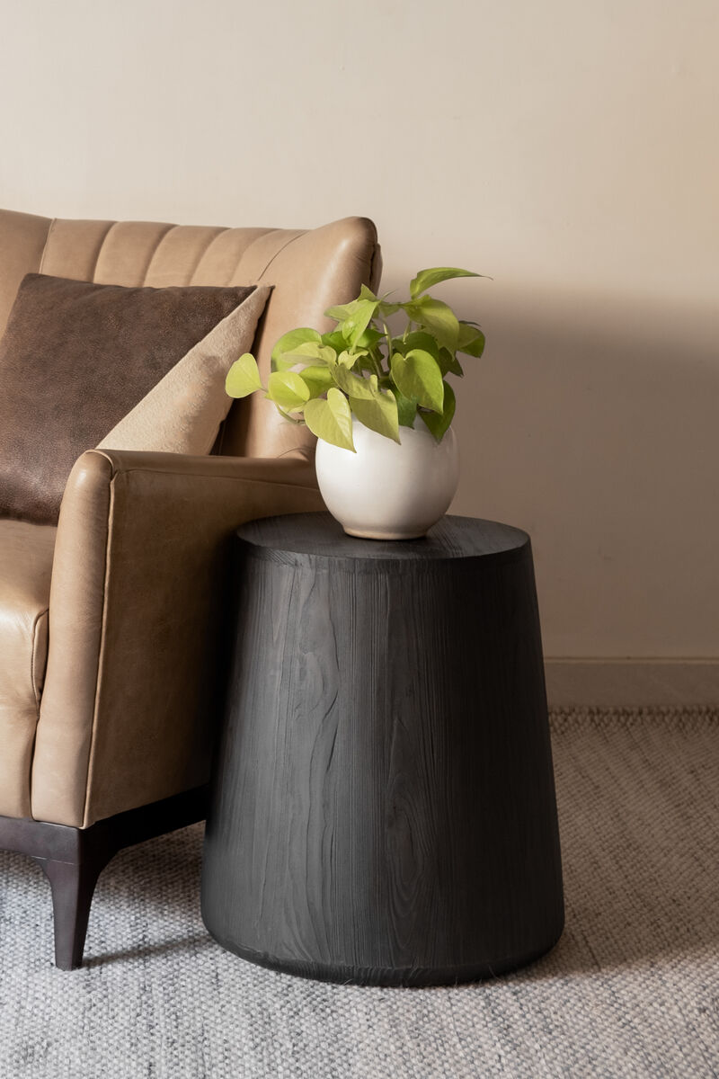 Hivvago 18 Inch Ebony Solid Wood Round End Table