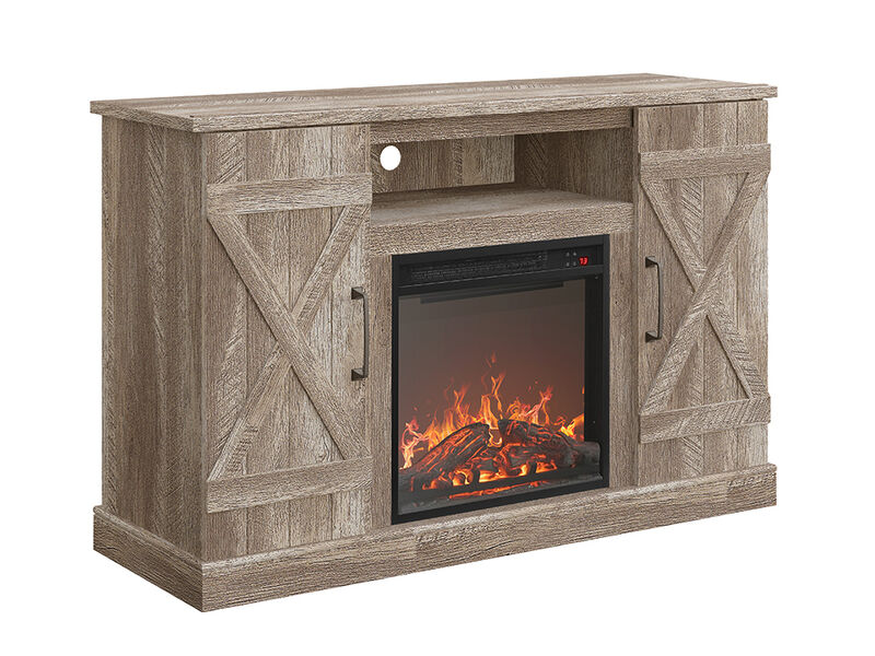 BELLEZE 47" TV Stand with 18" Electric Fireplace Heater & Media Entertainment Center Console Table for TV up to 50" with Open Storage Shelves & Cabinets - Veropeso