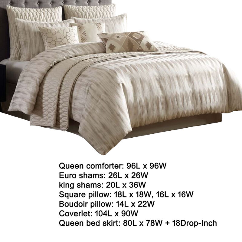 Dely 7pc Satin Queen Size Comforter Set with Shams, Reversible Gold