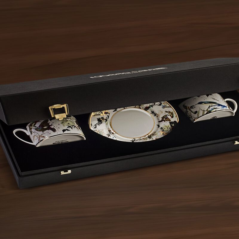 Tea Cup & Saucer GARDEN'S BIRDS Set of 2 in Luxury Box diam. 3.3", H 2.3", cap. 7.5 oz, Saucer diam. 6" image number 1