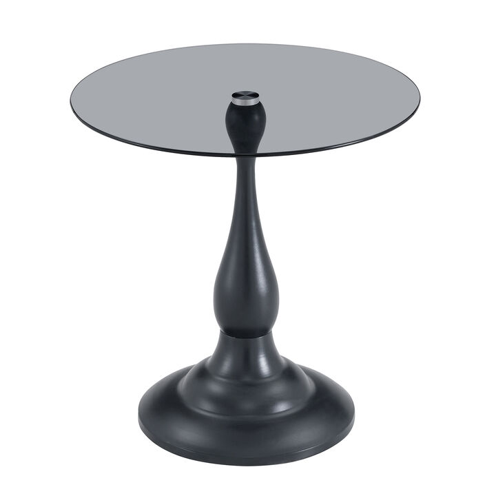 Whisen 20" Metal Side Table with Glass Top, Round Vintage End Table for Living Room Bedroom Outdoor