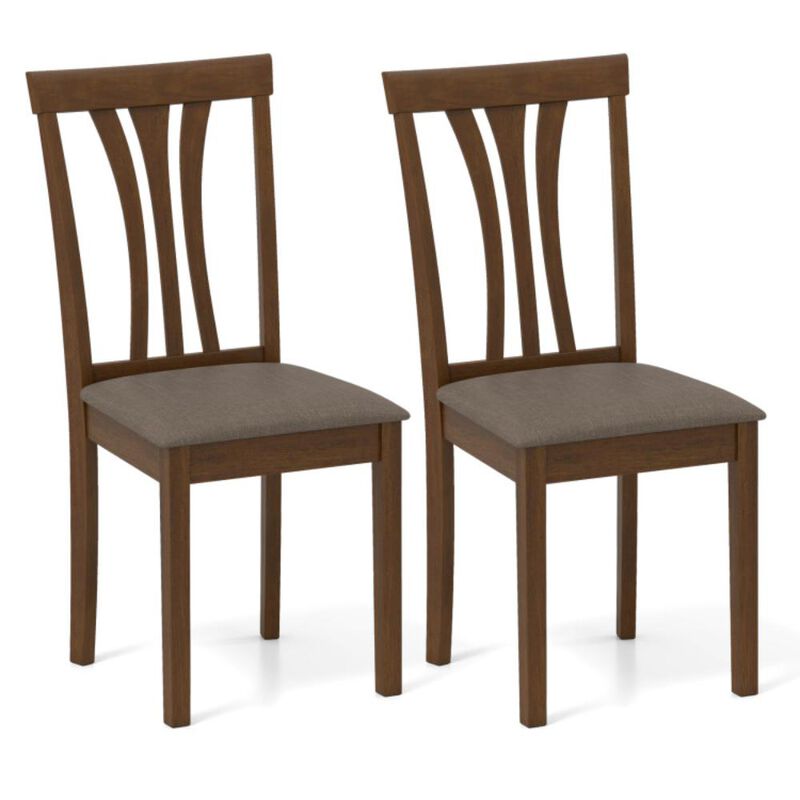 Hivvago Wooden Dining Chairs Set of 2 with Linen Fabric Upholstered and Rubber Wood Frame