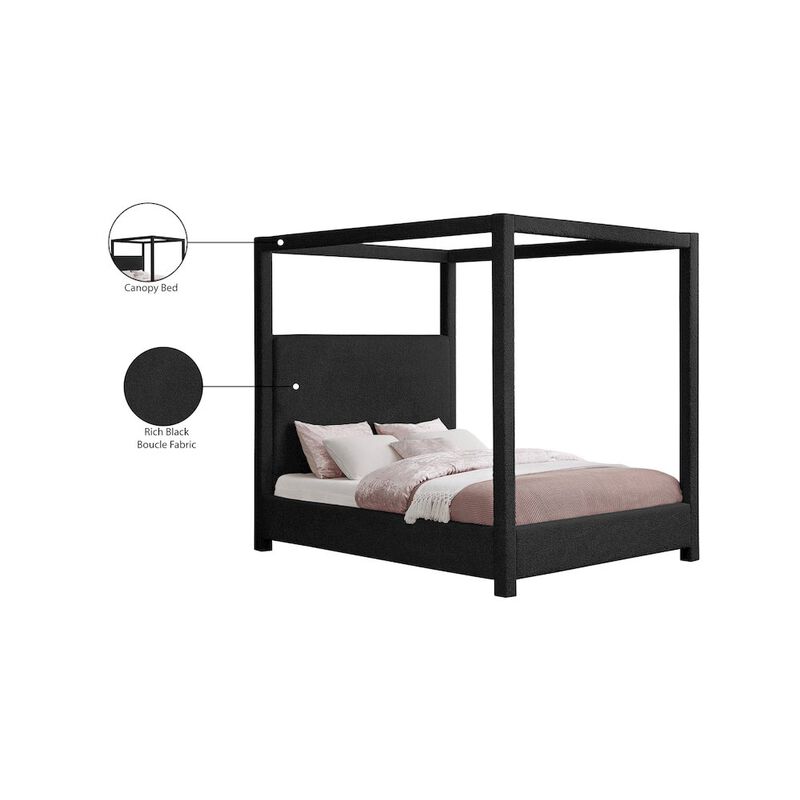 Meridian Furniture Eden Black Boucle Fabric Queen Bed