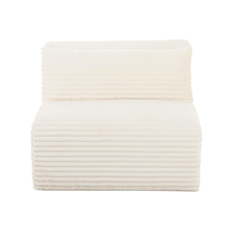 Casafoyer Tarra Fluffy Oversized Cream Corduroy Modular Armless Chair image number 3