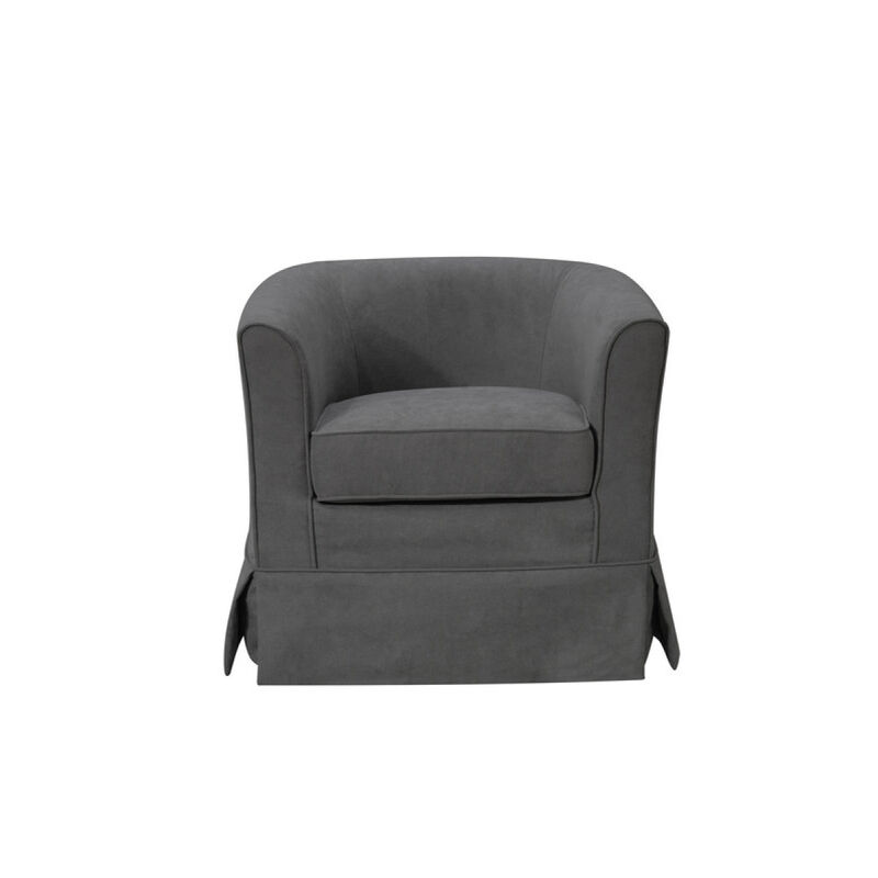 Tucker Gray Woven Fabric Swivel Barrel Chair