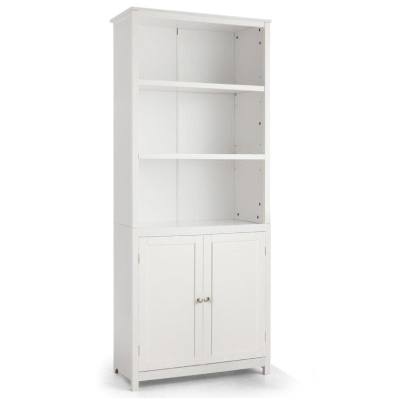 Hivvago Standing Wooden Bookcase with  3 Tier Open Book Shelving and Double Doors