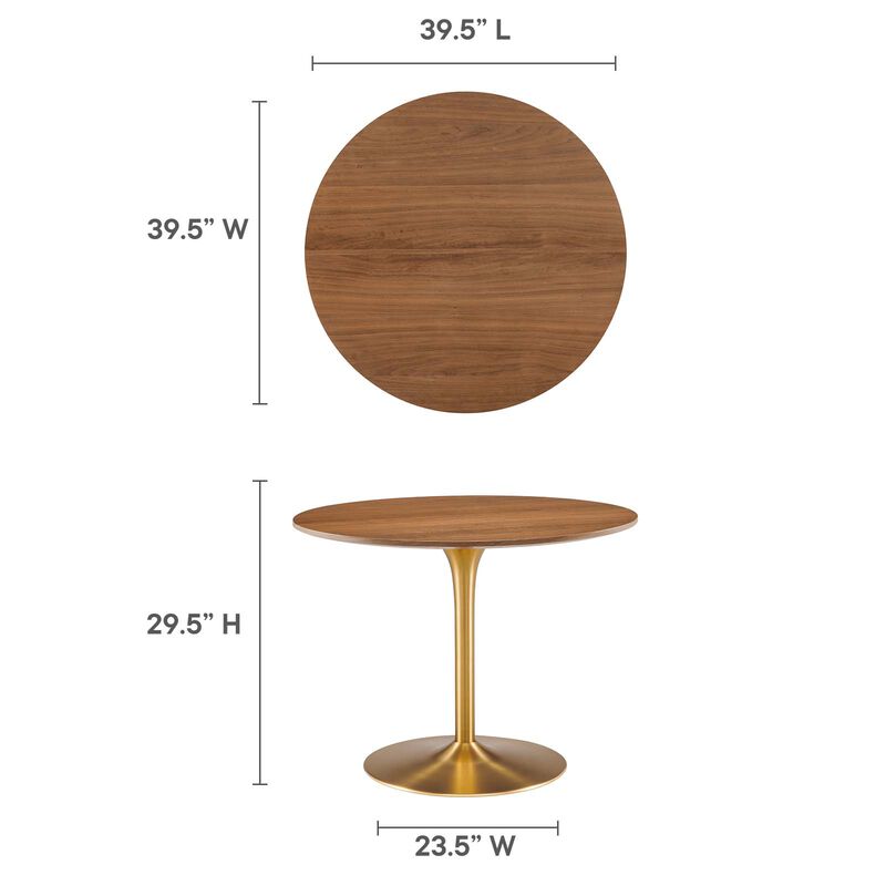 Modway - Pursuit 40" Dining Table Walnut Gold image number 5
