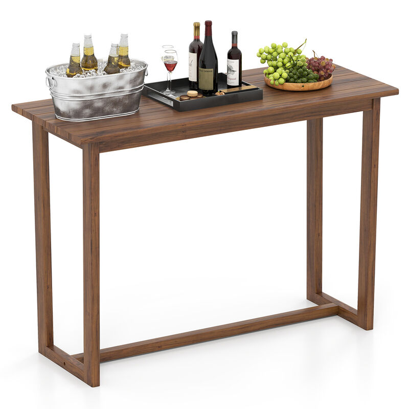 Outdoor Bar Table with Slatted Surface for Garden or Deck-Natural image number 0