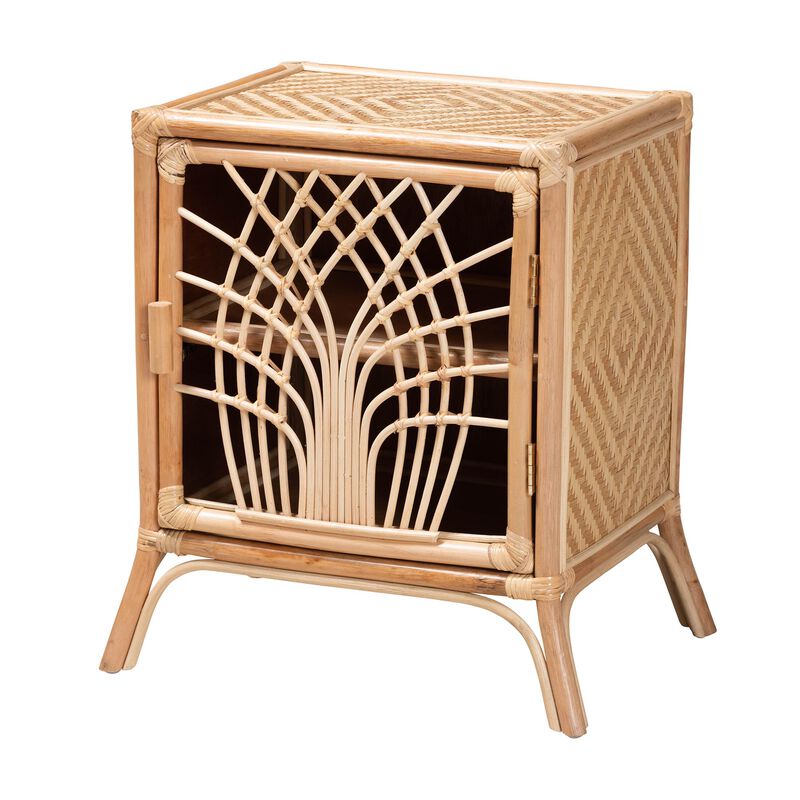 Bali & Pari Danna Modern Bohemian Natural Brown Rattan Nightstand