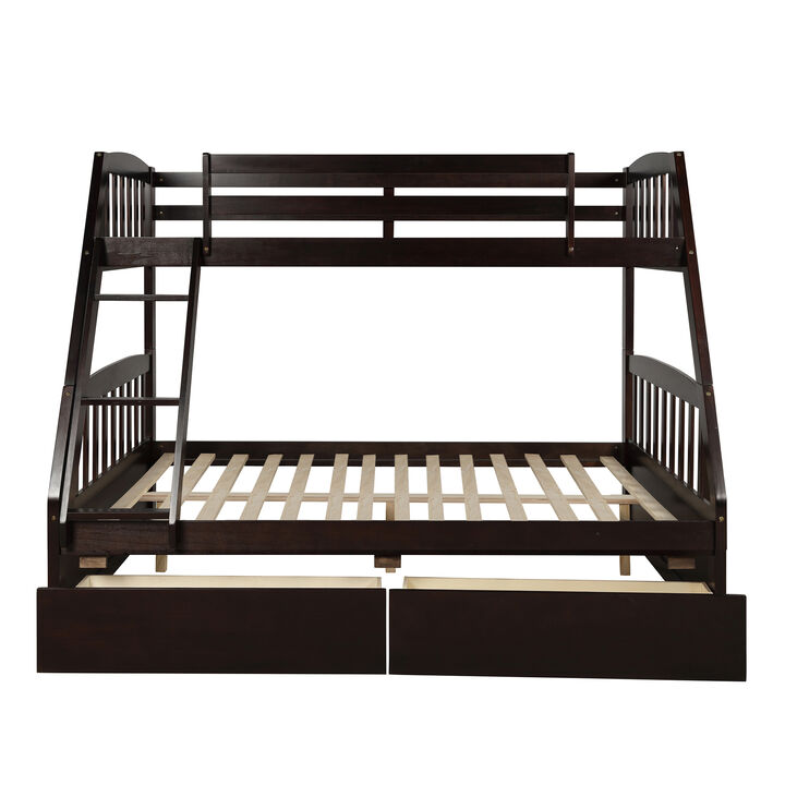 Merax  Solid Wood Bunk Bed with Two Storage Drawers