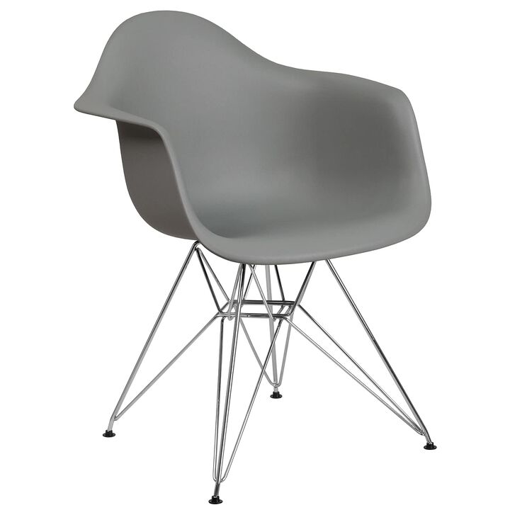 Flash Furniture Alonza Series Moss Gray Plastic Chair with Chrome Base