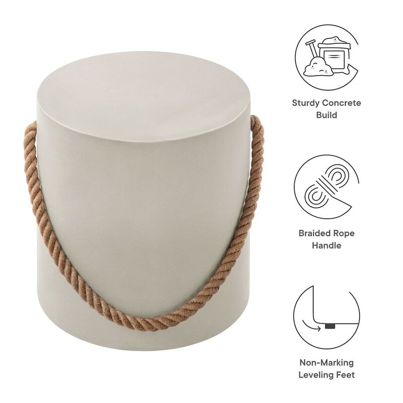 Isera Indoor - Outdoor Patio Rope Concrete Side Table Stool image number 2