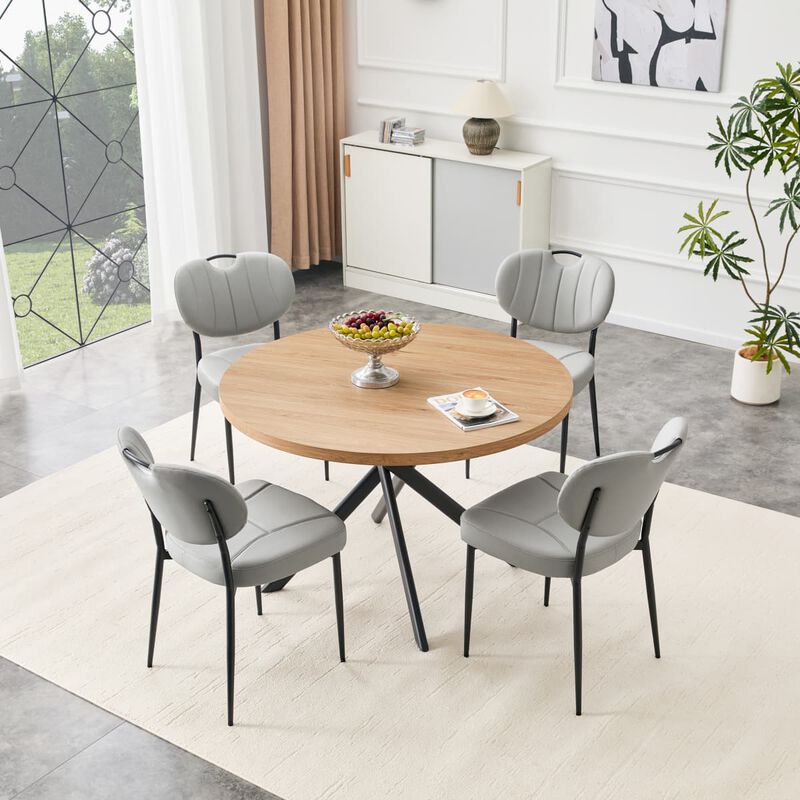 Round Folding Dining Table Thick MDF tabletop with reinforced metal frame Space saving round kitchen table for small spaces image number 3