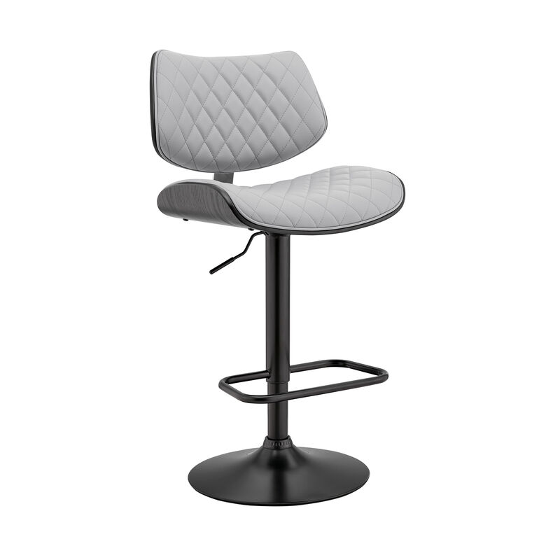 Leland Adjustable Gray Faux Leather and Black Finish Stool image number 0
