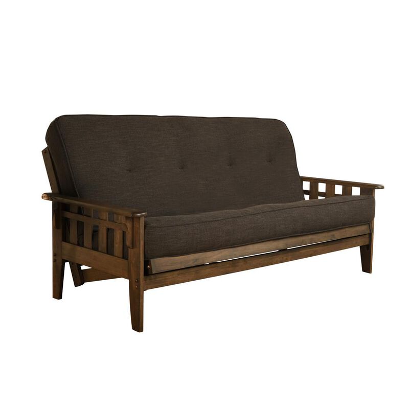 Tucson Frame-Rustic Walnut Finish-Linen Charcoal Mattress