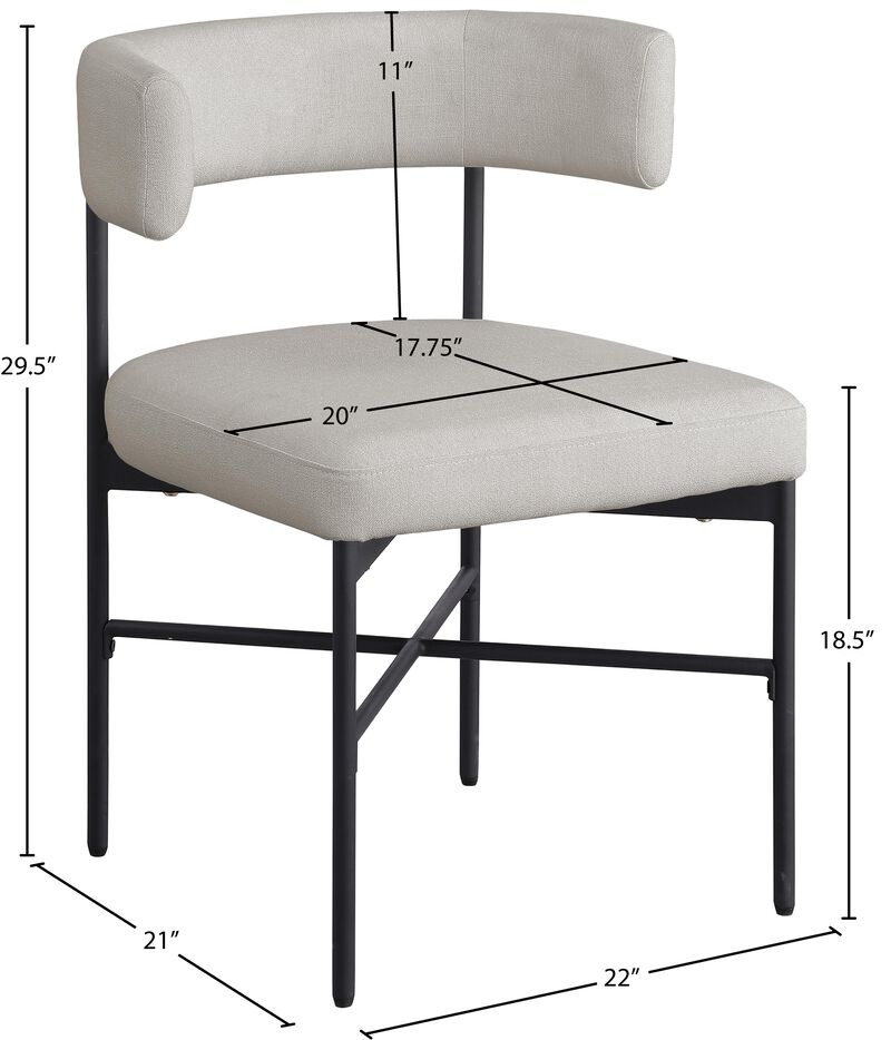 Meridian Furniture Rivage Beige Durable Linen Textured Fabric Dining Chair, Set of 2