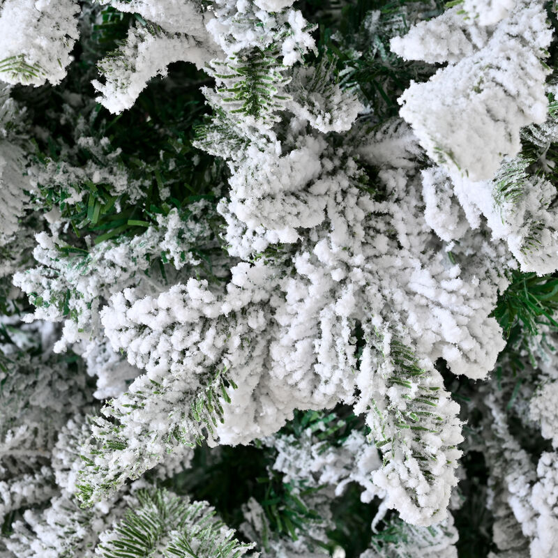 Whisen Snow Flocked 8FT PE PVC Mixed Christmas Tree Hinged Xmas Tree