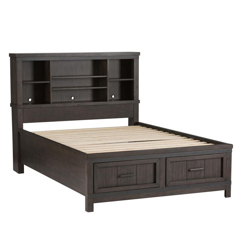 Liberty Furniture Thornwood Hills Bookcase Bed in Rock Beaten w/ Saw Cuts image number 0