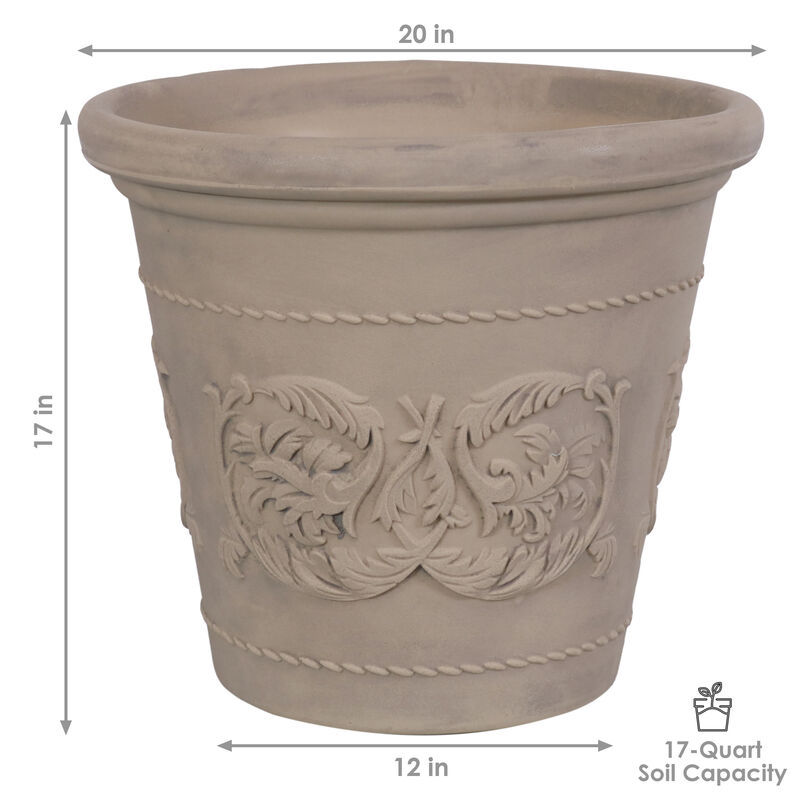 Sunnydaze Arabella Polyresin Planter with UV-Resistant Finish