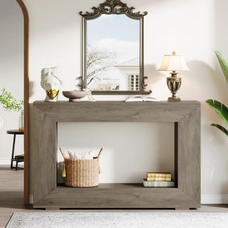 47" Farmhouse Sofa Console Table with Storage for Entryway image number 3