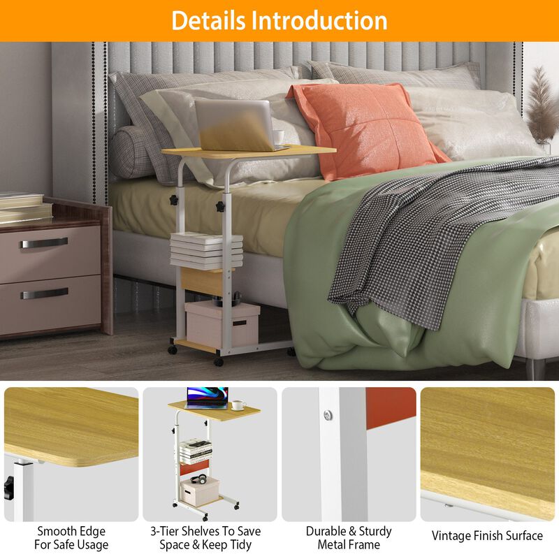 Adjustable C-Shaped Laptop and Side Table for Living Room